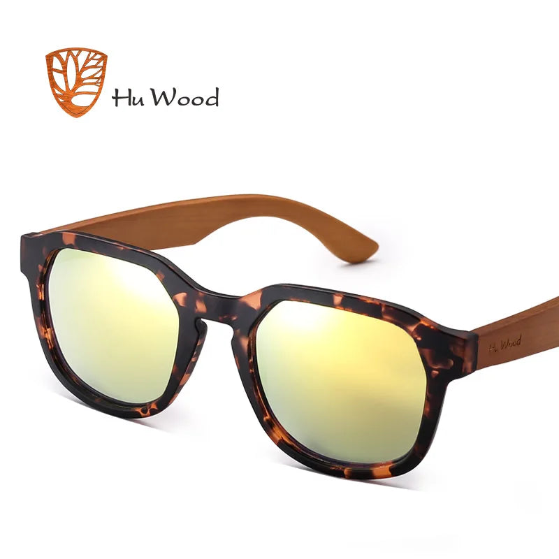 HU WOOD Polarized Sunglasses for Men Wood Sunglasses Travel Bamboo Sunglass