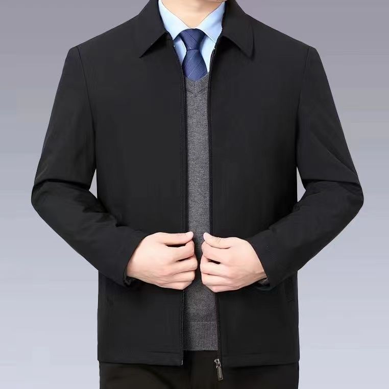 Casual Loose Fit Warm Jacket for Men, Stand Collar, Thick Winter Coat, Mid-Aged and Senior Men's Outerwear