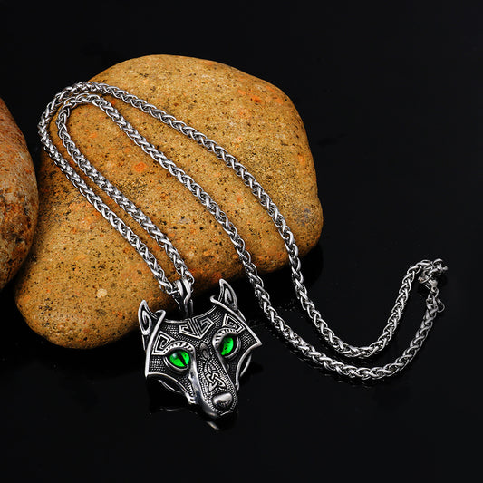 Wolf Head Pendant Men's Stainless Steel Necklace