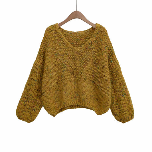 Hot Selling Chunky Knit Colorful Knitted Short Sweater