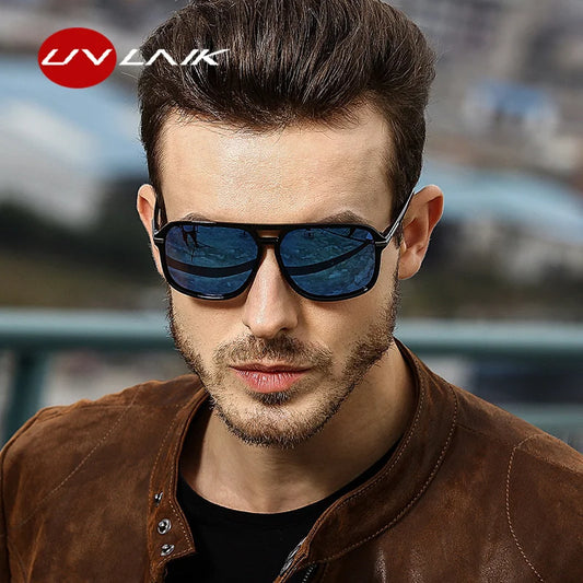 UVLAIK Rectangle Polarized Sunglasses Men Oversized Mirror Driving