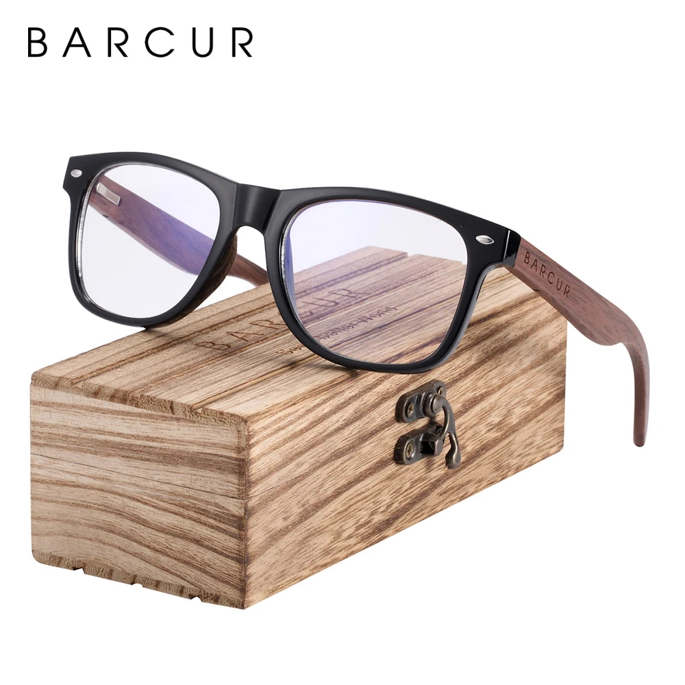 BARCUR Black Walnut Sunglasses Wood Polarized Sunglasses Men Eyewear Wooden