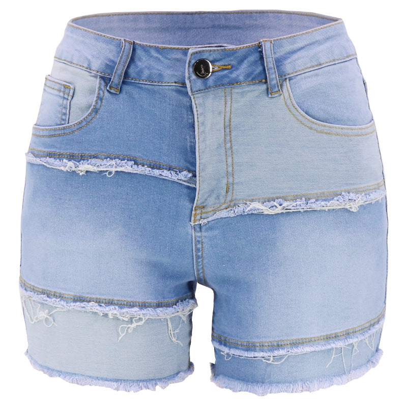 Street fashion trendsetters washed hairy beard women washed ground white jeans light denim short