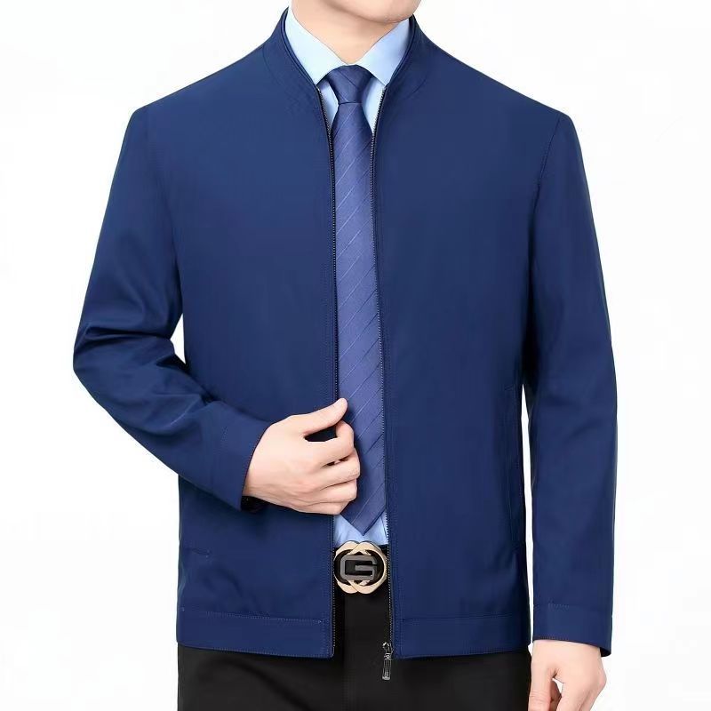 Casual Loose Fit Warm Jacket for Men, Stand Collar, Thick Winter Coat, Mid-Aged and Senior Men's Outerwear