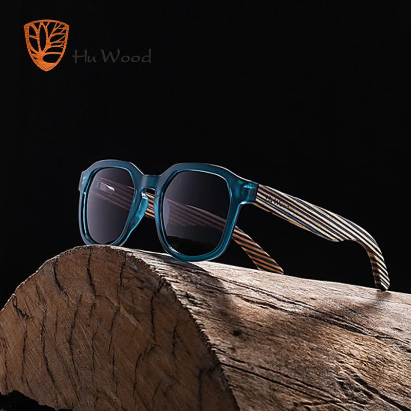 HU WOOD Polarized Sunglasses for Men Wood Sunglasses Travel Bamboo Sunglass