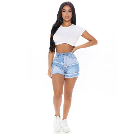 Street fashion trendsetters washed hairy beard women washed ground white jeans light denim short