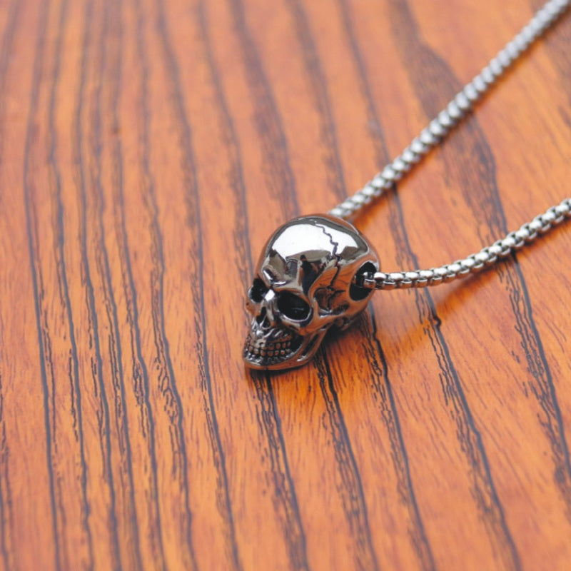 Male titanium steel skull necklace