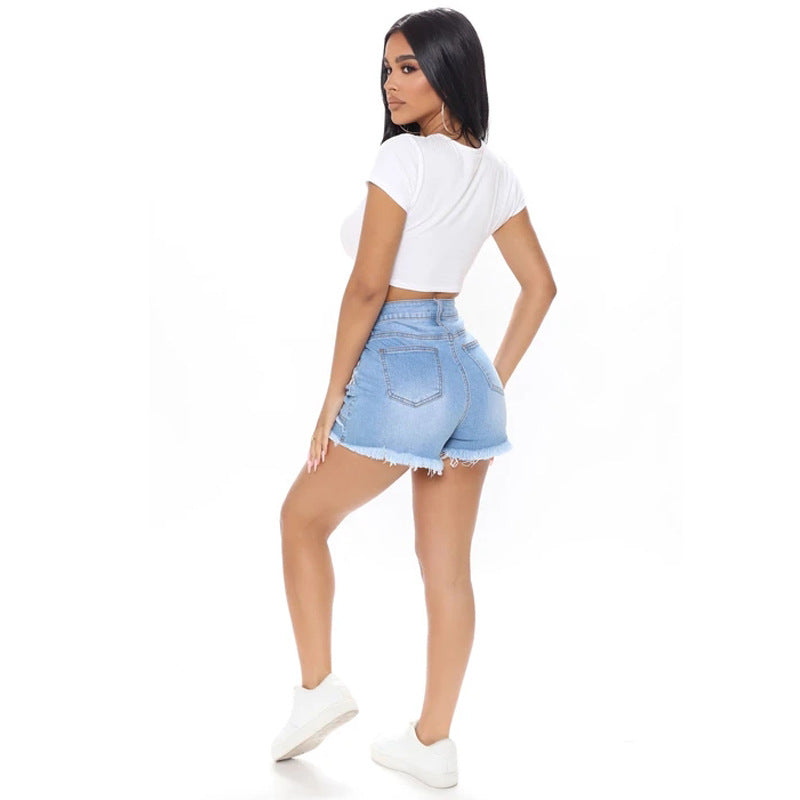 Street fashion trendsetters washed hairy beard women washed ground white jeans light denim short