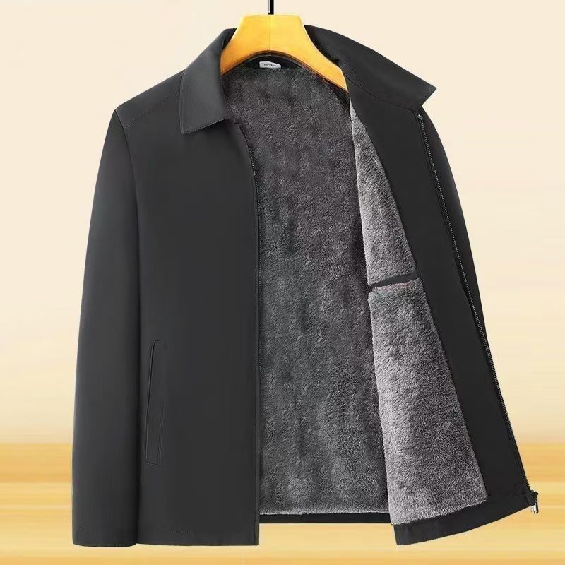 Casual Loose Fit Warm Jacket for Men, Stand Collar, Thick Winter Coat, Mid-Aged and Senior Men's Outerwear
