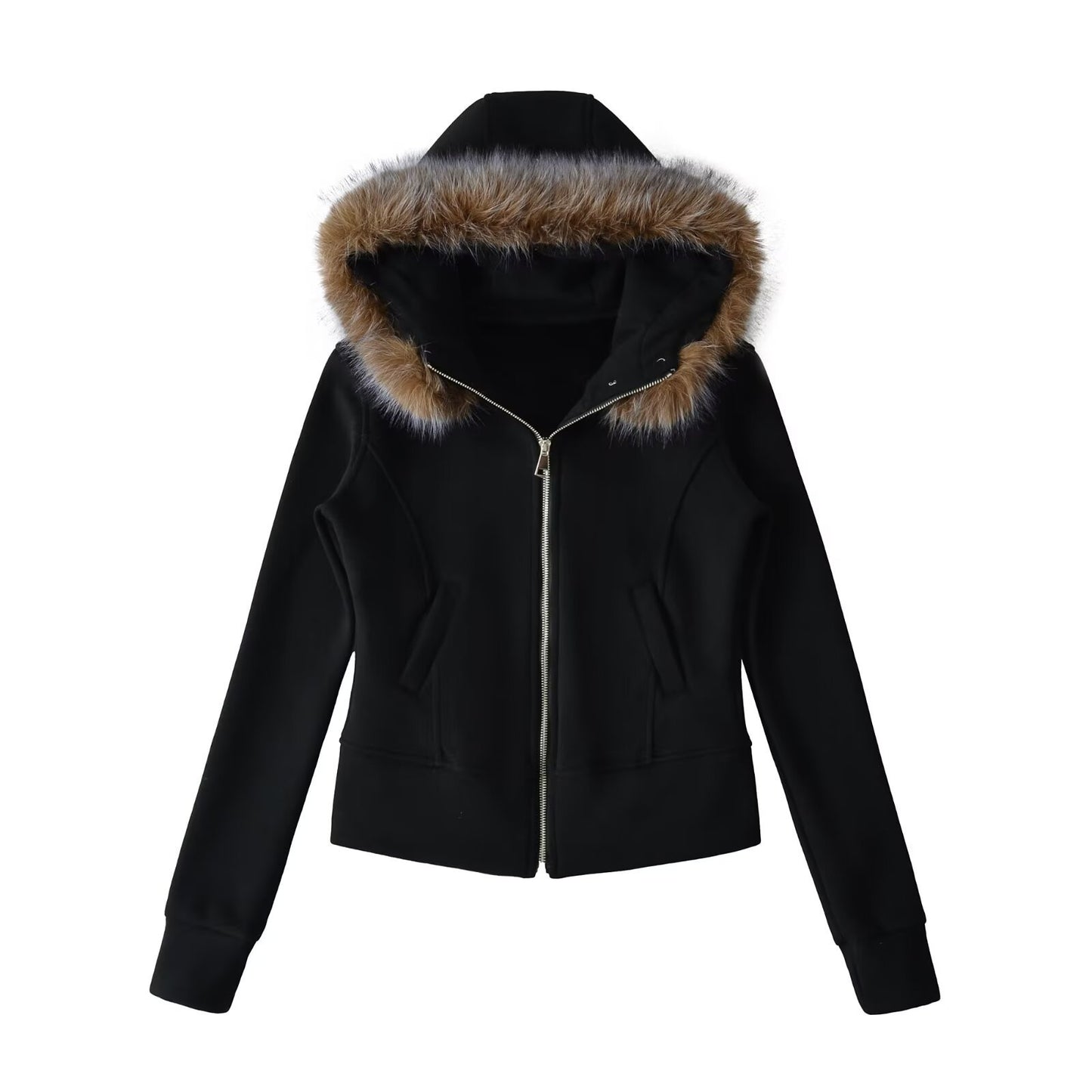 Slim fit hooded cardigan sweatshirt jacket