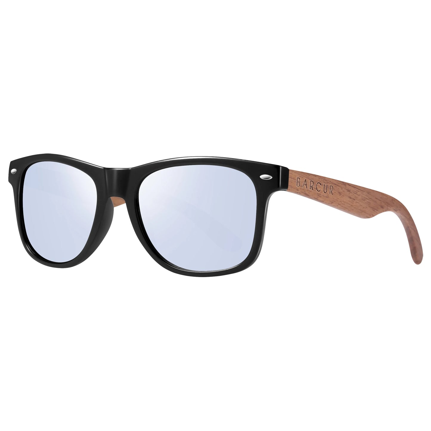 BARCUR Black Walnut Sunglasses Wood Polarized Sunglasses Men Eyewear Wooden