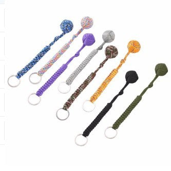 Outdoor Seven Core Umbrella Rope Climbing Survival Key Chain Hanging Hand-woven Round Steel Ball