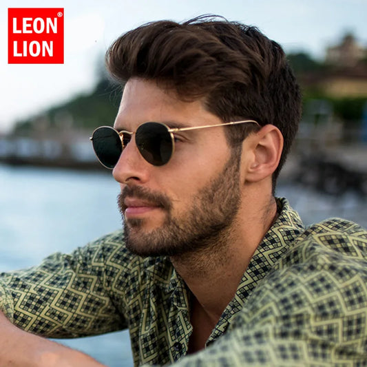 LeonLion 2023 Fashion Retro Sunglasses Men Round Vintage Glasses for Men Luxury