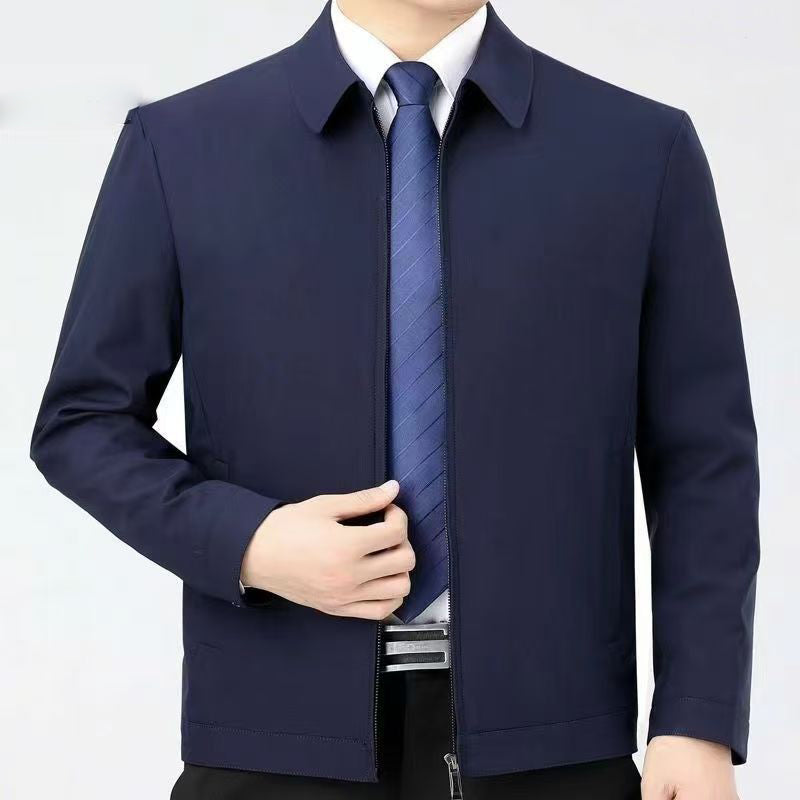 Casual Loose Fit Warm Jacket for Men, Stand Collar, Thick Winter Coat, Mid-Aged and Senior Men's Outerwear