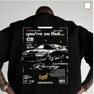 Round Neck T-Shirt with Car and Beer Pattern Custom Order