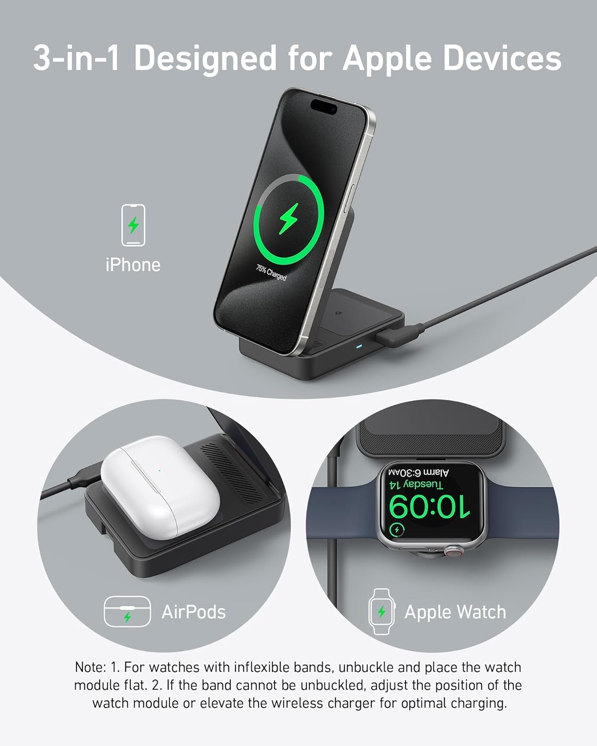Anker MagGo Wireless Charging Station (Foldable 3-in-1)