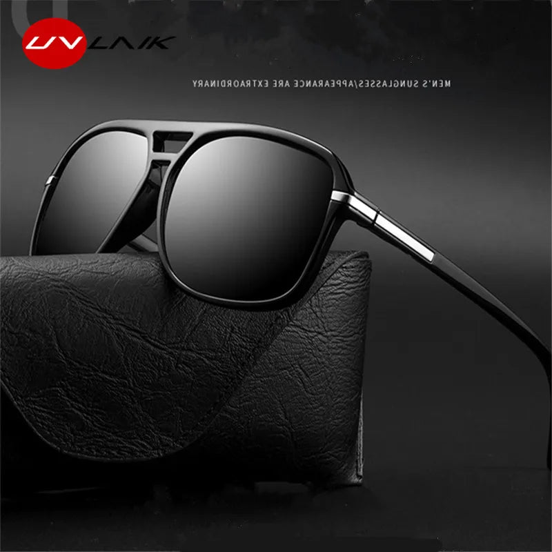 UVLAIK Rectangle Polarized Sunglasses Men Oversized Mirror Driving