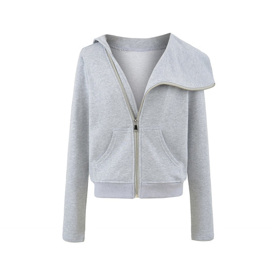 Irregular zipper jacket for women