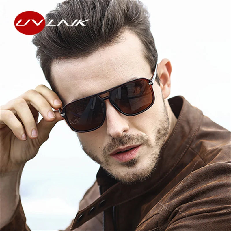 UVLAIK Rectangle Polarized Sunglasses Men Oversized Mirror Driving