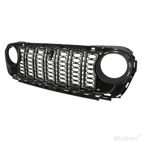 Front Mesh Grille Grid Grill For 2018 2024  Wrangler Rubicon Sahara Sport JL JT Grill With Camera Hole Black Plastic