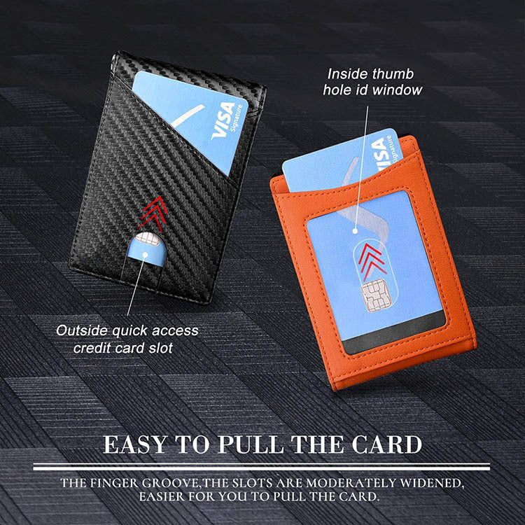 New Carbon Fiber Dollar Clip Contrast Color Pull Leather Wallet Wallet Men's.