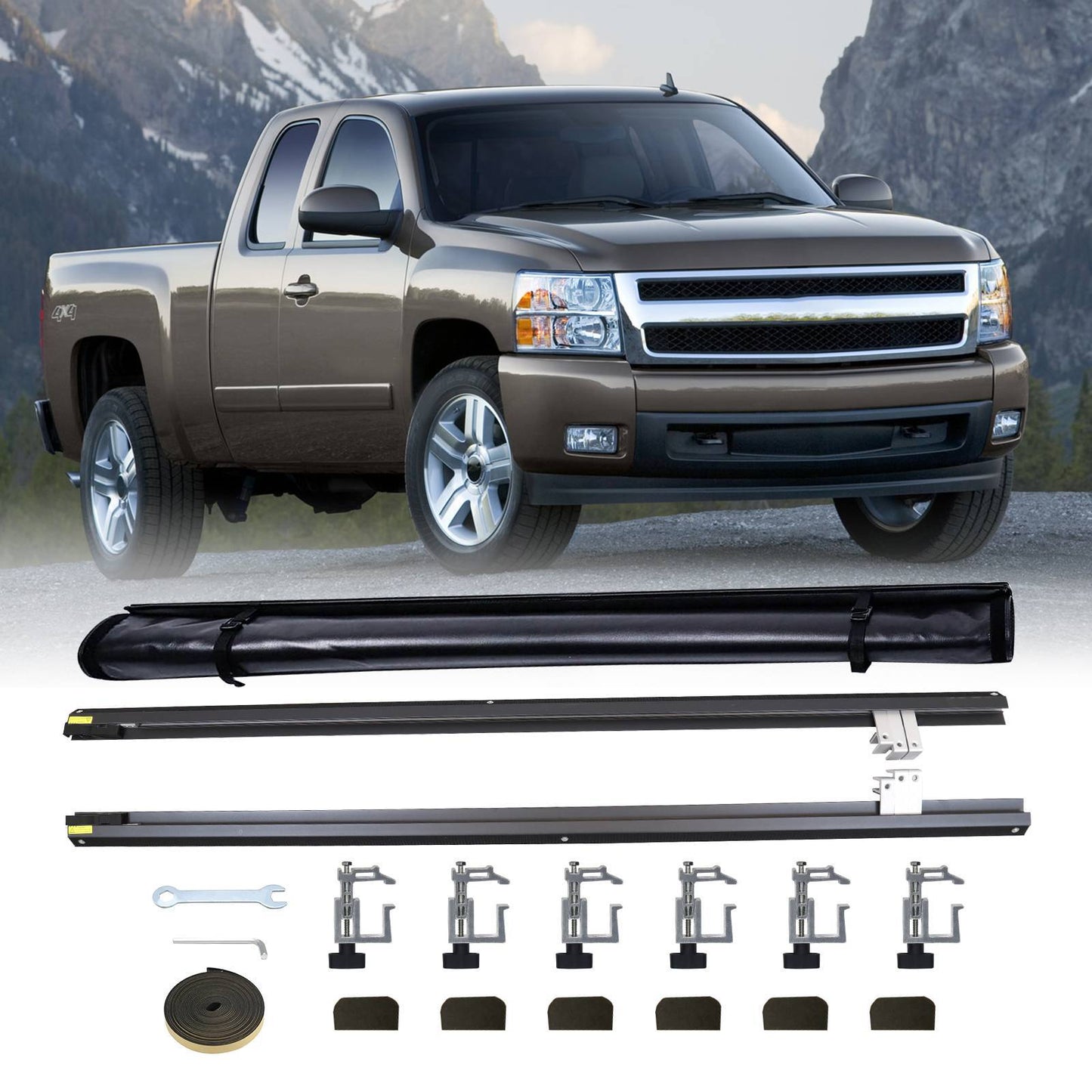 5.8FT Roll-Up Truck Bed Tonneau Cover For 2007-2013 Chevy Silverado GMC Sierra