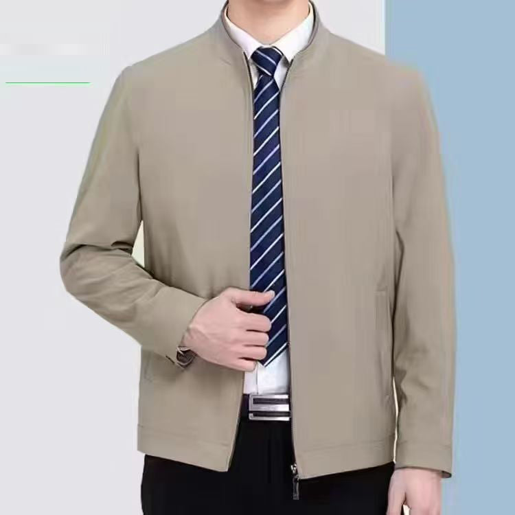 Casual Loose Fit Warm Jacket for Men, Stand Collar, Thick Winter Coat, Mid-Aged and Senior Men's Outerwear