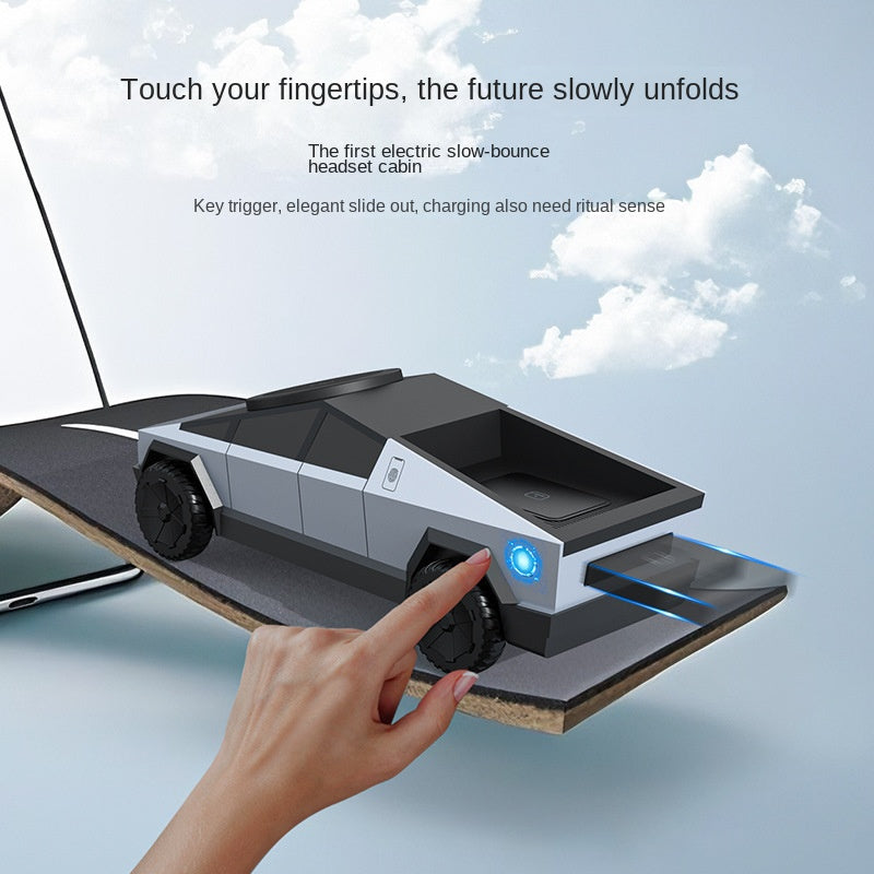 Cyber pickup truck car mobile phone watch earphone desktop multifunctional three in one wireless charger