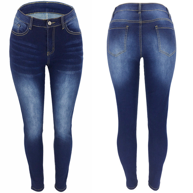 Low waist multi-color hip lifting slim fit women's jeans