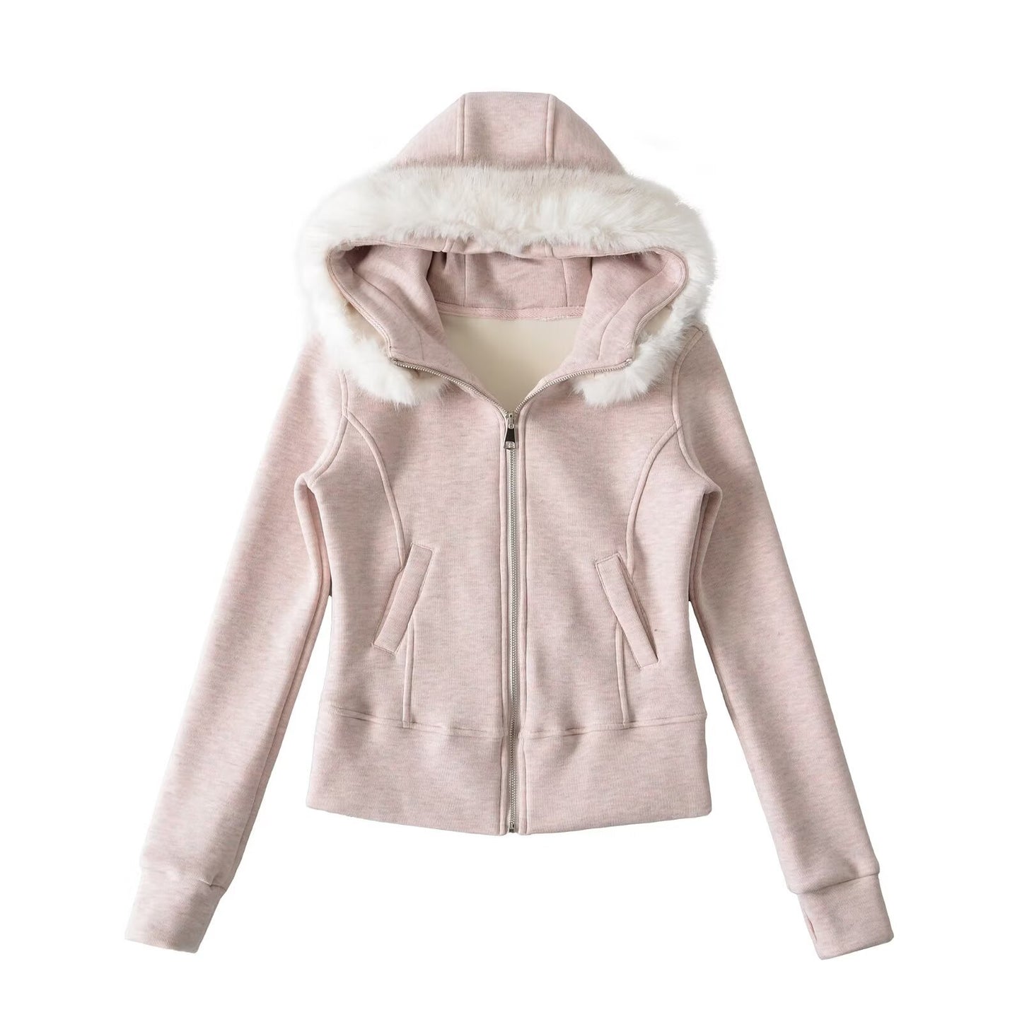 Slim fit hooded cardigan sweatshirt jacket