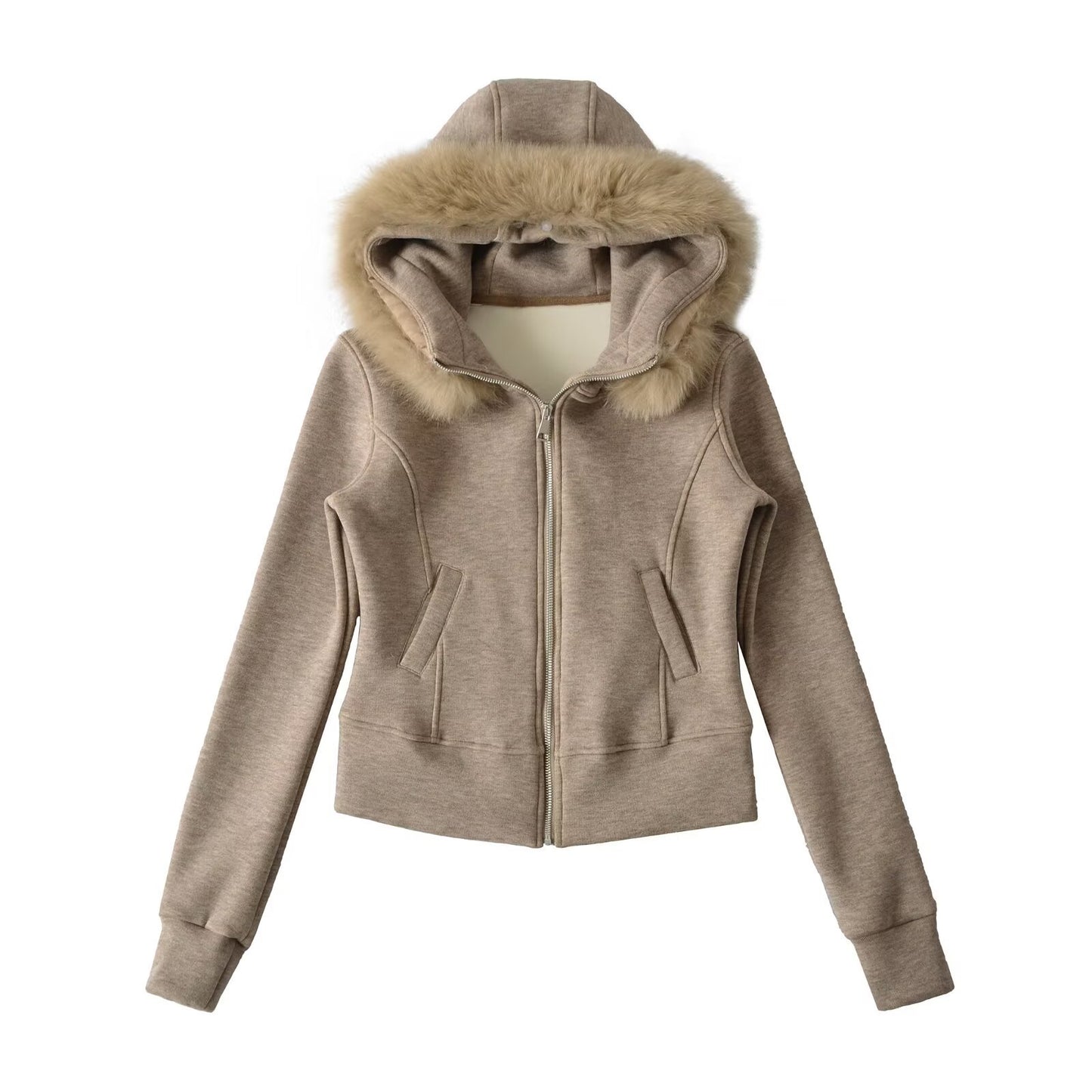 Slim fit hooded cardigan sweatshirt jacket