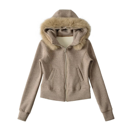 Slim fit hooded cardigan sweatshirt jacket