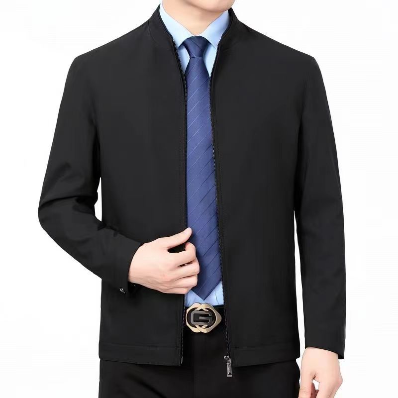 Casual Loose Fit Warm Jacket for Men, Stand Collar, Thick Winter Coat, Mid-Aged and Senior Men's Outerwear