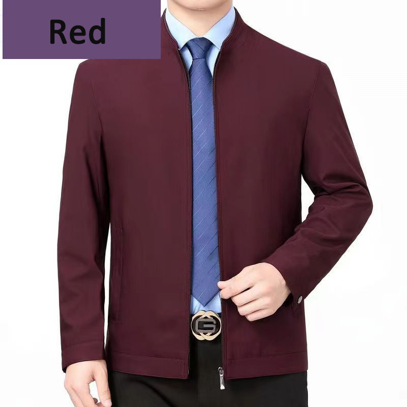 Casual Loose Fit Warm Jacket for Men, Stand Collar, Thick Winter Coat, Mid-Aged and Senior Men's Outerwear