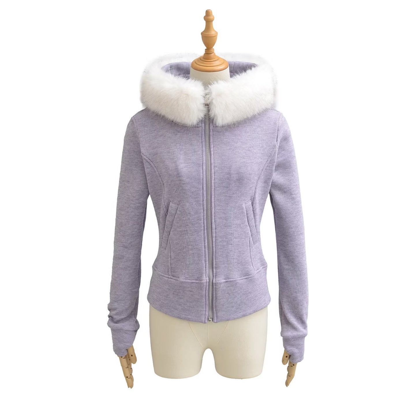Slim fit hooded cardigan sweatshirt jacket