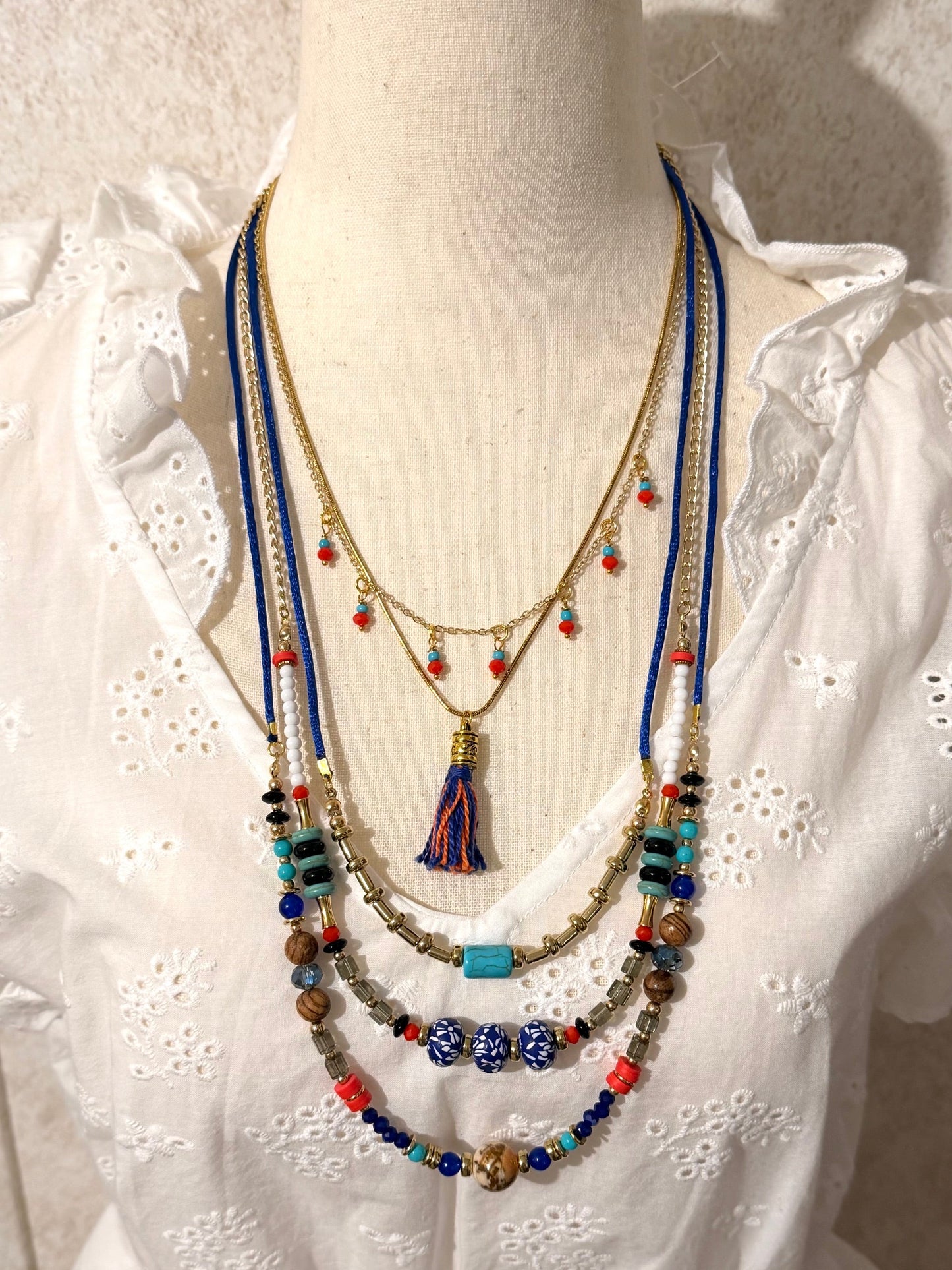 5 Leyer Boho Luxe Layered Handmade Necklace Set – One of a Kind