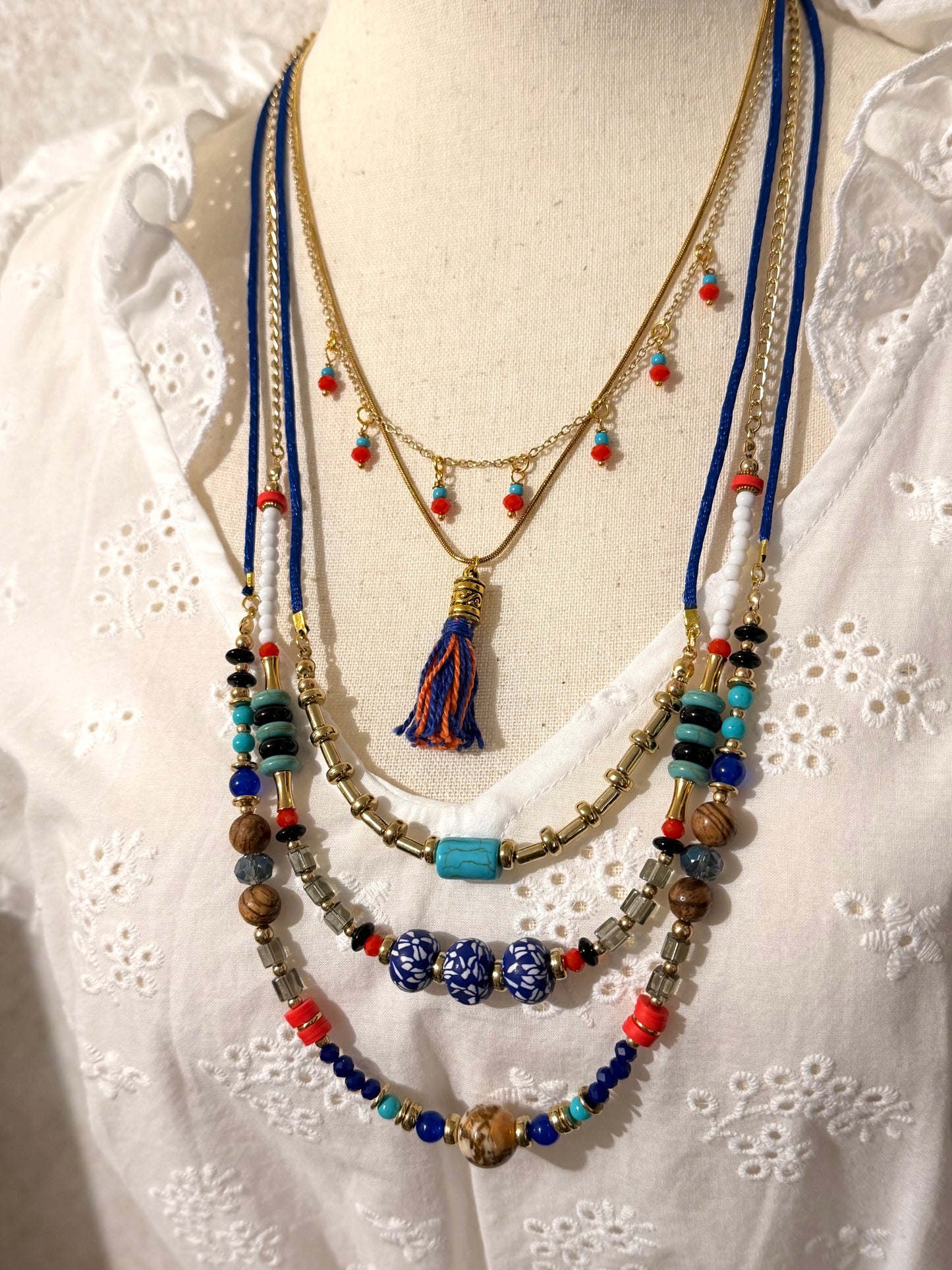 5 Leyer Boho Luxe Layered Handmade Necklace Set – One of a Kind