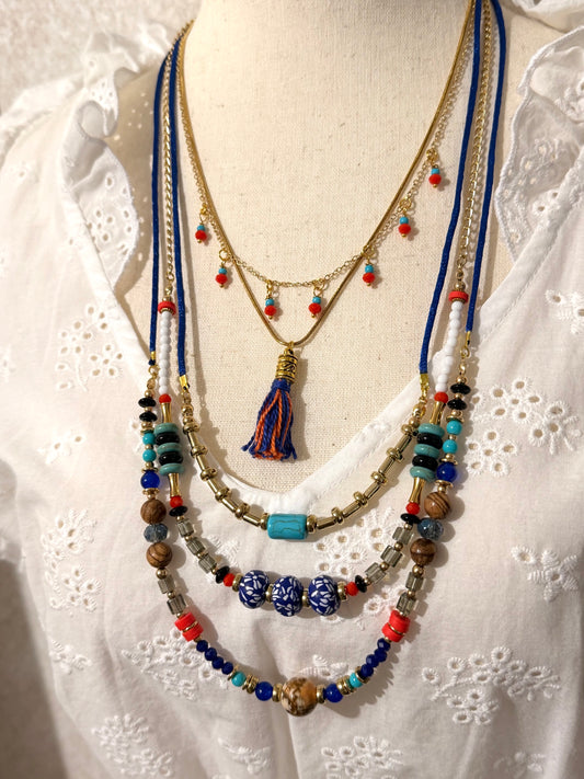 5 Leyer Boho Luxe Layered Handmade Necklace Set – One of a Kind