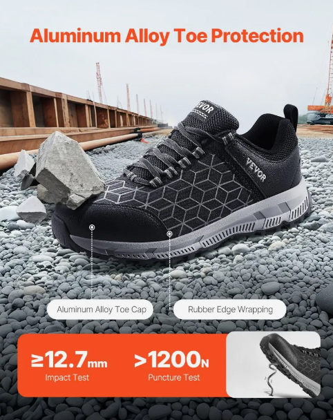 Steel Toe Shoes for Men, Men’s Cushion Sport Safety Toe Athletic Work Shoe, Indestructible Safety Sneakers Lightweight,Breathable Industry Construction Work Shoes