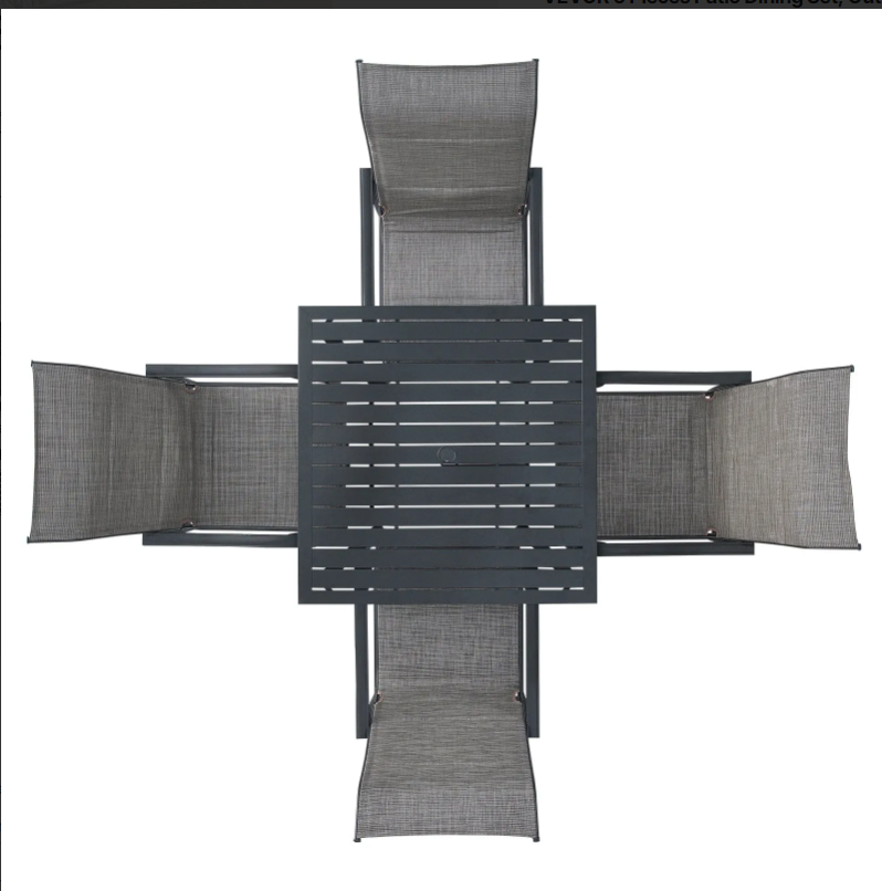 5 Pieces Patio Dining Set, Outdoor Furniture Table and Swivel Chairs Set, All Weather Garden Furniture Table Sets, Iron Patio Conversation Set with Umbrella Hole, For Lawn, Deck, Backyard