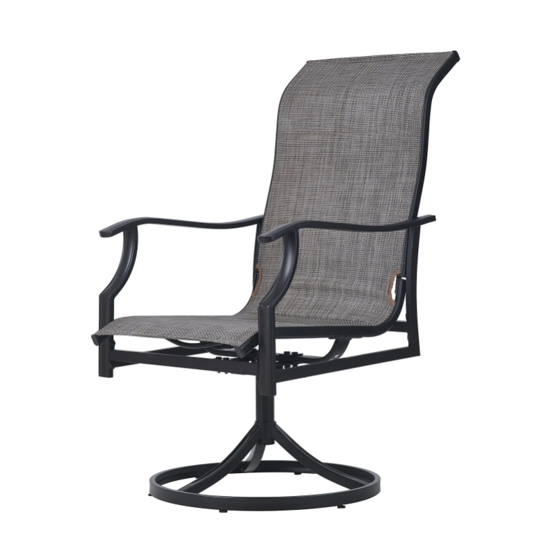 5 Pieces Patio Dining Set, Outdoor Furniture Table and Swivel Chairs Set, All Weather Garden Furniture Table Sets, Iron Patio Conversation Set with Umbrella Hole, For Lawn, Deck, Backyard