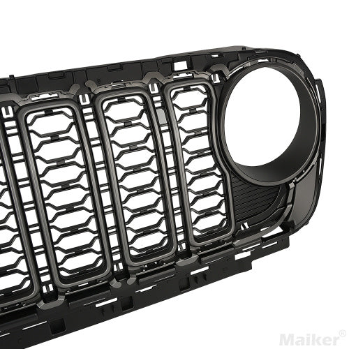 Front Mesh Grille Grid Grill For 2018 2024  Wrangler Rubicon Sahara Sport JL JT Grill With Camera Hole Black Plastic