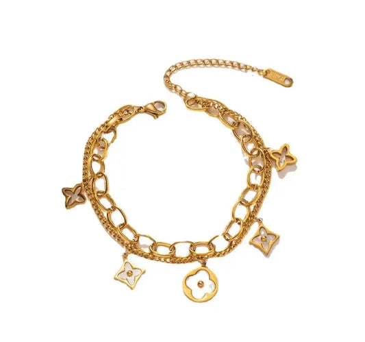 18k Gold-plated over Stainless-steel Bracelet with Charms