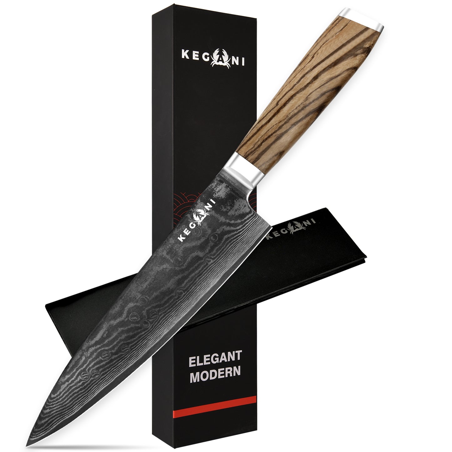 Kegani Chef Knife - 8 Inch Japanese Knife, 67 Layers Japanese VG-10 Damascus Steel Ultra Sharp Kitchen Knife, Professional Chef Knife Gyuto Knife- Ergonomic FullTang Handle