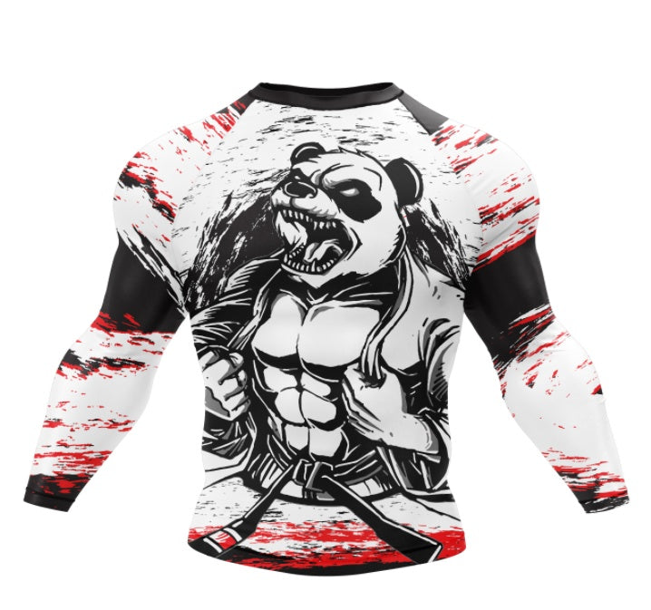 XM Shredded Panda - Longsleeve Compression T-Shirt - XMARTIAL