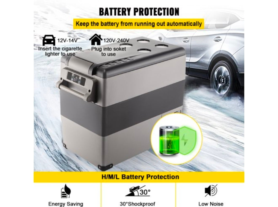 12 Volt Refrigerator, 58 Qt Car Refrigerator, Dual Zone Portable Freezer, Cooler Compressor Freezer with 12/24V DC and 110-240V AC, Freezer Fridge Cooler, for Car, Truck RV, Camping and Home Use
