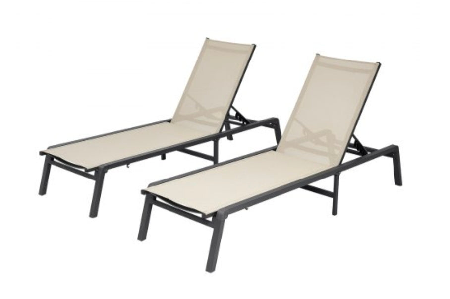 Chaise Lounge Chairs Outdoor, Aluminum Patio Lounge Chairs with Adjustable 5-Position, Folding Pool Lounge Chairs Recliner and Full Flat Tanning Chairs for Patio, Beach, Pool,2 pcs